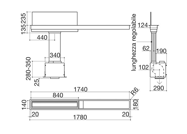 Technical Sheet - 180 cm built-in and flush channel h.7 