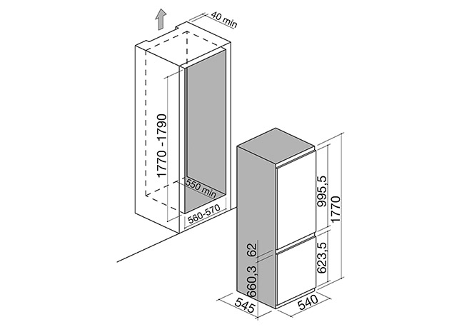 Ficha técnica - Frigorífico combinado Aura One de 60
