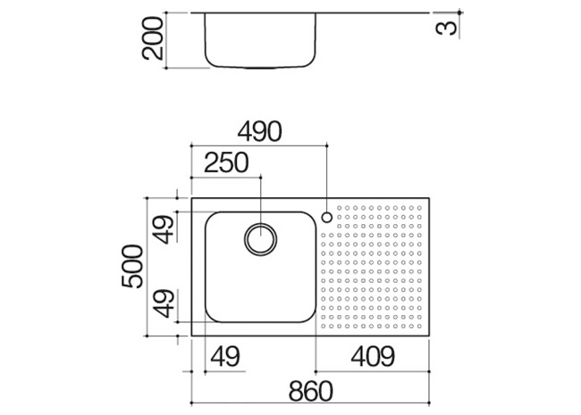 Technisches Datenblatt - Spülbecken Select 86x50 Einbau 