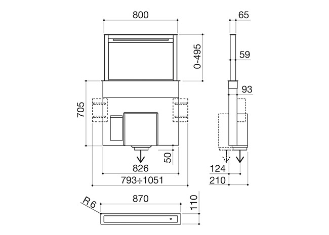 Technisches Datenblatt - Dunstabzugshaube B_Draft downdraft Modul 90 