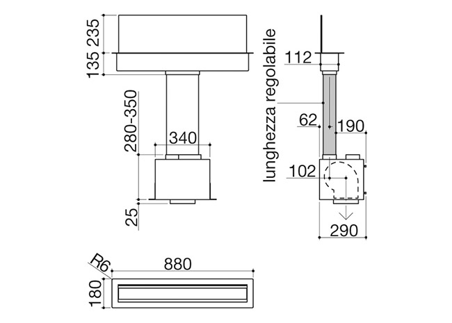 Scheda tecnica - Cappa Lab Evolution downdraft modulo da 90
