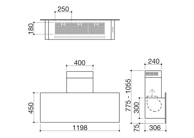 Scheda tecnica - Cappa Steel parete modulo da 120