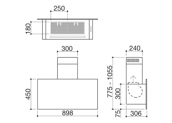 Fiche technique - Hotte Steel murale pour module de 90