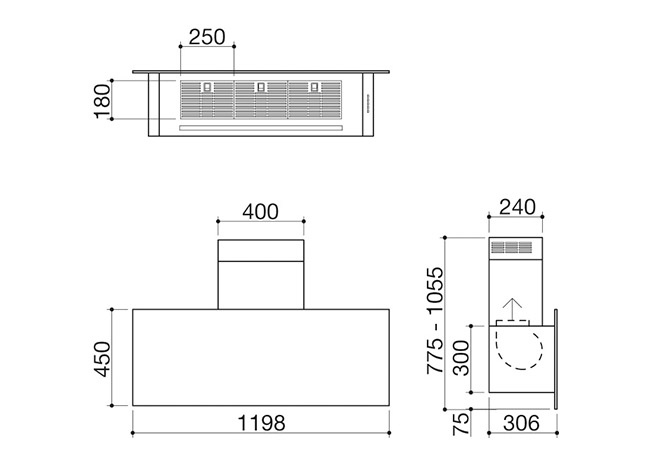 Scheda tecnica - Cappa Unique parete modulo da 120