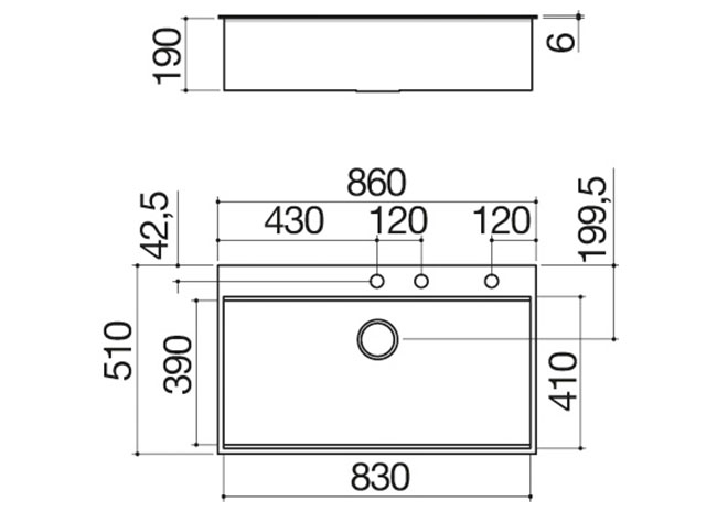 Technical Sheet - 86x51 cm B_Free Kit built-in sink