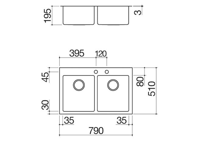 Technisches Datenblatt - Spülbecken B_Open 79x51 Einbau 