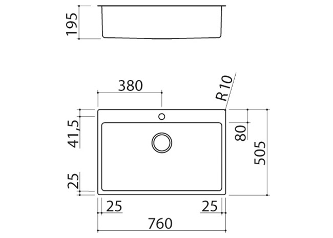 Ficha técnica - Fregadero B_Smart de encastre y enrasado de 76x50,5