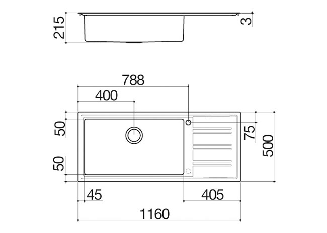 Ficha técnica - Fregadero Easy de encastre de 116x50