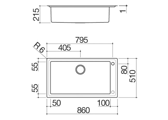 Technisches Datenblatt - Spülbecken Easy 86x51 Einbau und flächenbündig 