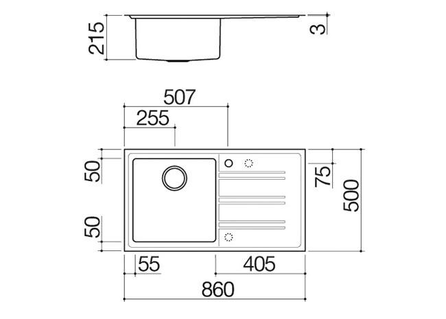 Technisches Datenblatt - Spülbecken Easy 86x50 Einbau 