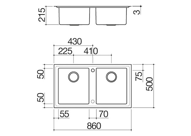 Technisches Datenblatt - Spülbecken Easy 86x50 Einbau 