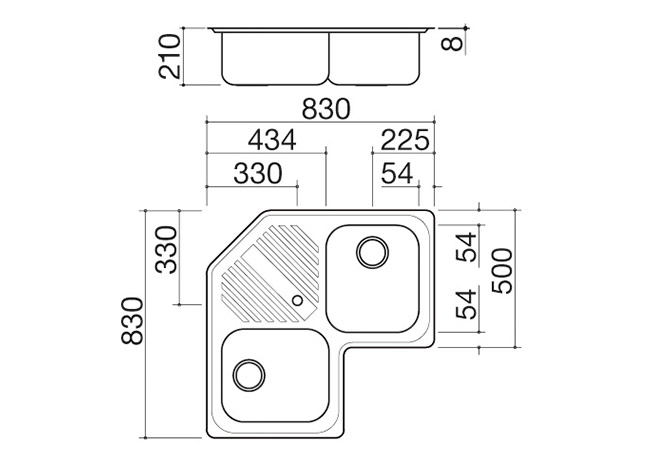 Technisches Datenblatt - Spülbecken B_Fast 83x83 Einbau 