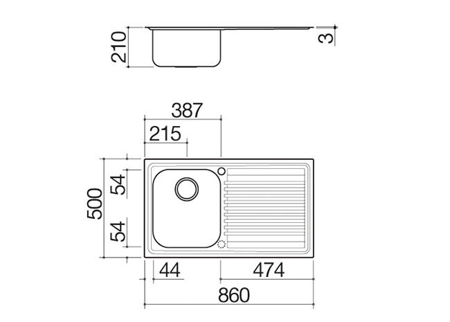 Ficha técnica - Fregadero B_Fast de encastre de 86x50