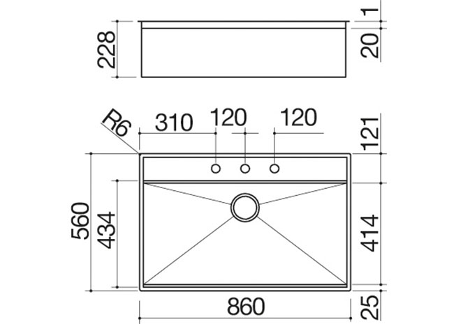 Ficha técnica - Fregadero Flexi de encastre y enrasado de 86x56