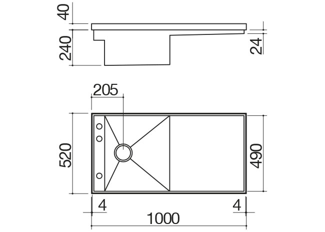 Ficha técnica - Fregadero Mizu da 100x52
