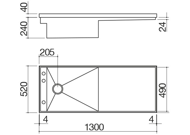 Ficha técnica - Fregadero Mizu da 130x52