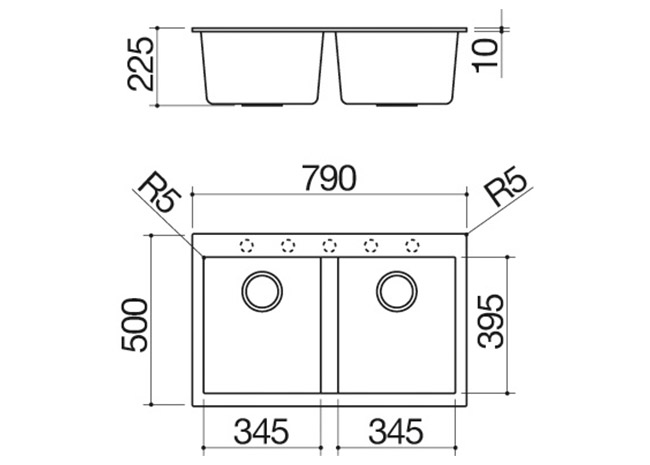 Technical Sheet - 79x50 cm Soul built-in sink 