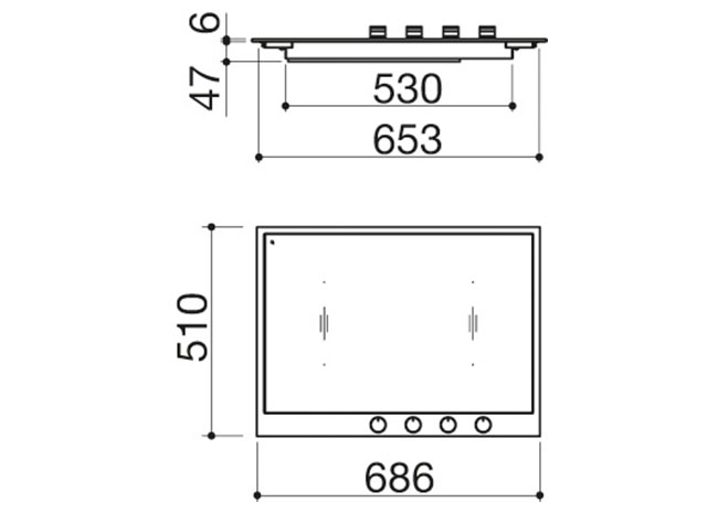 Fiche technique - Table de cuisson B_Free à encastrement de 70 4 zones à induction