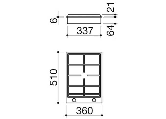 Scheda tecnica - Piano cottura B_Free incasso da 36