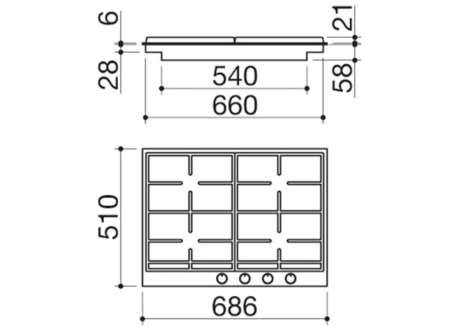 Technisches Datenblatt - Kochfeld B_Free 70 Einbau