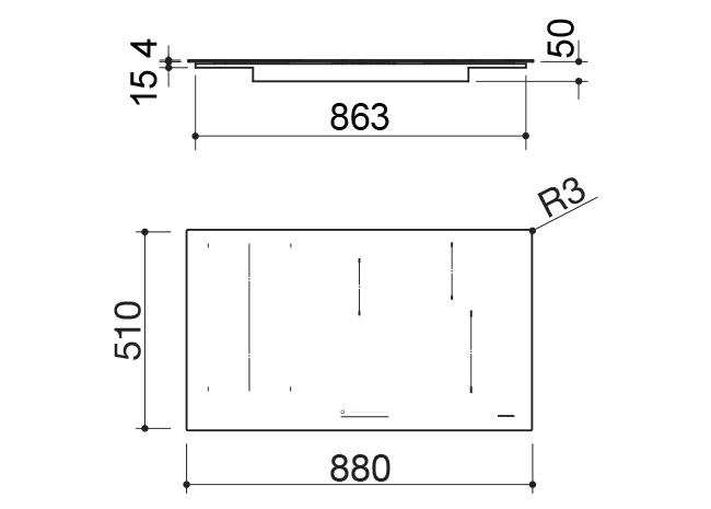 Fiche technique - Table de cuisson Icon à encastrement et au ras du plan de 90 5 zones à induction
