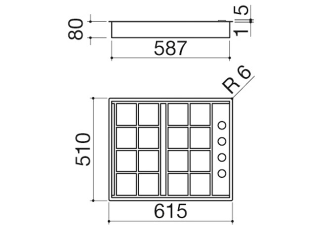 Ficha técnica - Placa de cocción Lab de encastre y enrasada de 65