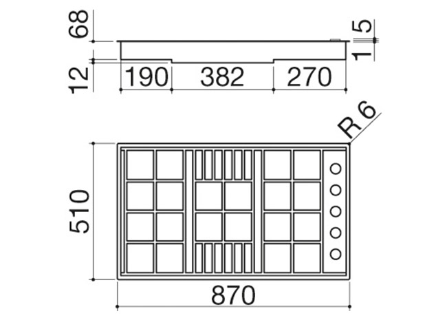 Ficha técnica - Placa de cocción Lab de encastre y enrasada de 90