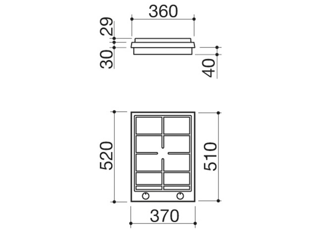 Fiche technique - Table de cuisson Thalas à encastrement de 37 double couronne 4,7 kW