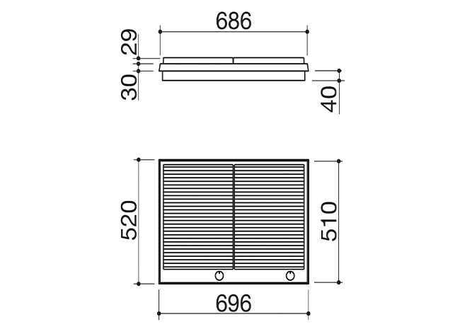 Fiche technique - Table de cuisson Thalas à encastrement de 70 barbecue