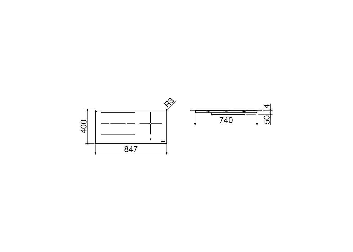 Scheda tecnica - Piano cottura Zen incasso e filo da 84,7x40