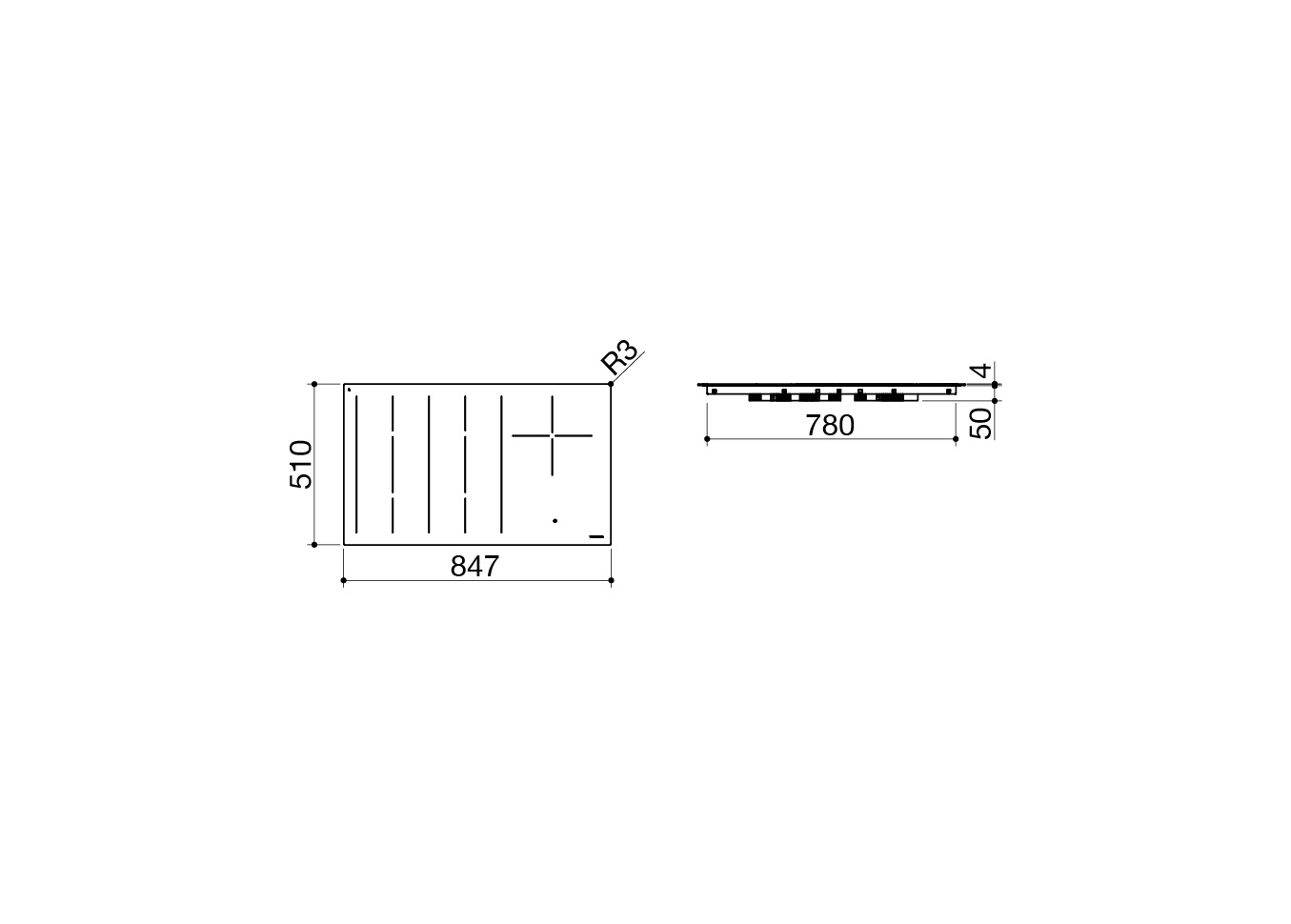 Scheda tecnica - Piano cottura Zen incasso e filo da 84,7x51