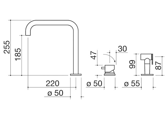 Fiche technique - Mitigeur Kit Top avec commande à distance et douchette extractible