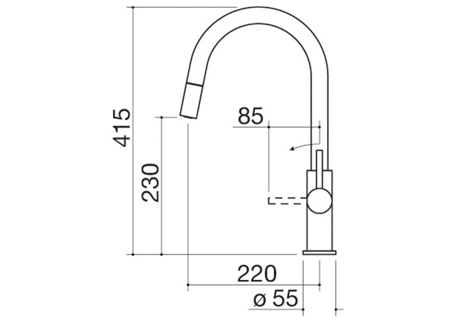 Fiche technique - Mitigeur Select One Douche Steel avec douchette extractible
