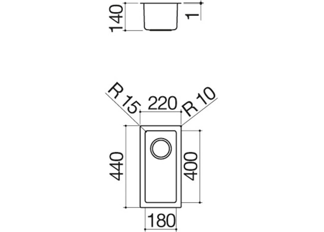 Ficha técnica - Fregadero cuadrado R. “15” da 18x40