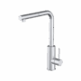 Rubinetto in acciaio inox finitura satinata dotato di parte superiore estraibile e leva di comando