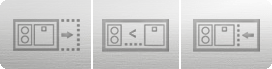 config_but_3 Configuratore su cui figurano tre icone raffiguranti tre piani da cucina con diverse disposizioni degli elementi