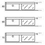 Schema tecnico con tre configurazioni di modulo lavello, con altezze 60, 65 e 75 cm e profondità 10 e 15 cm.